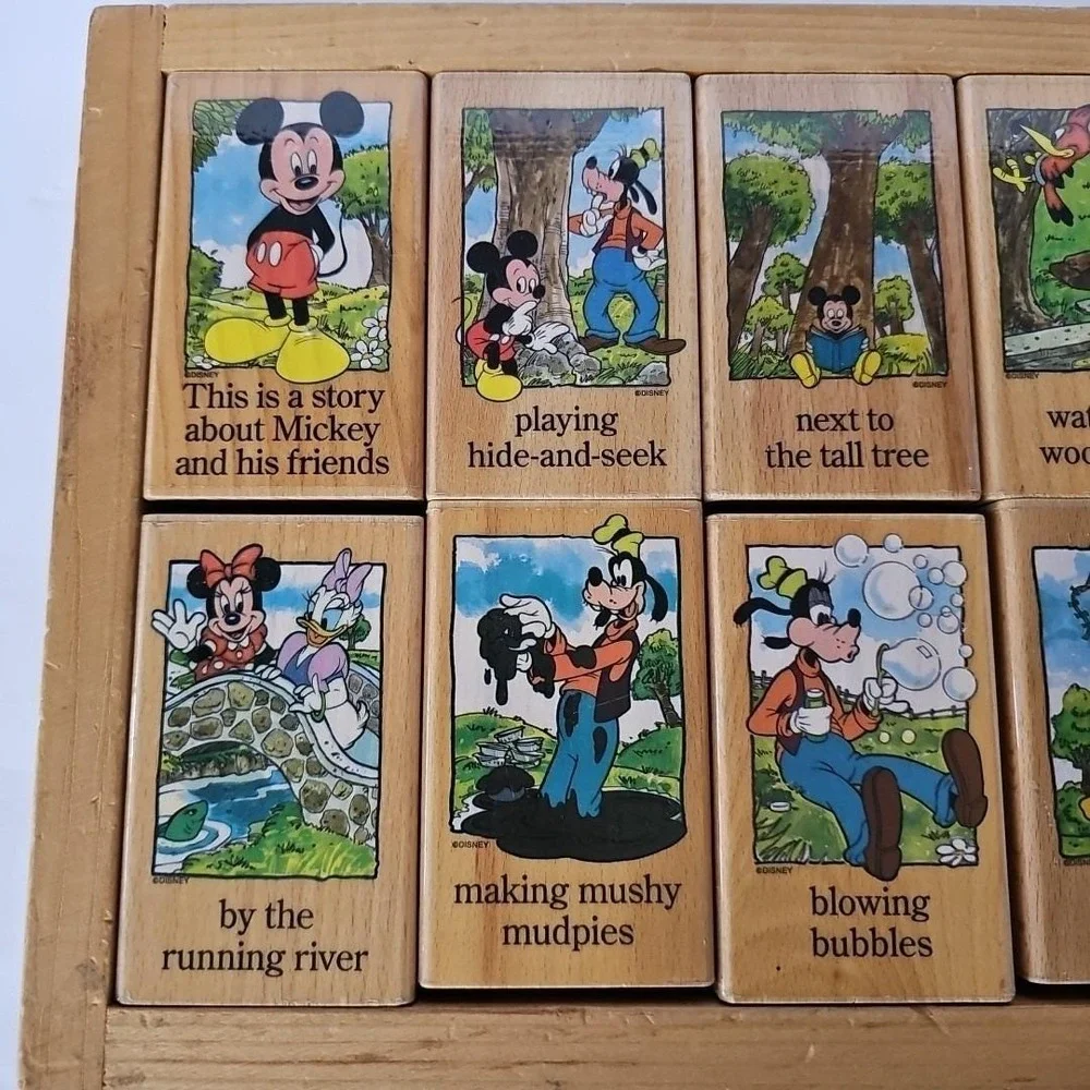 Vtg Disney Mickey Minnie Mouse & Friends Changing Storyline Blocks Puzzle 1752